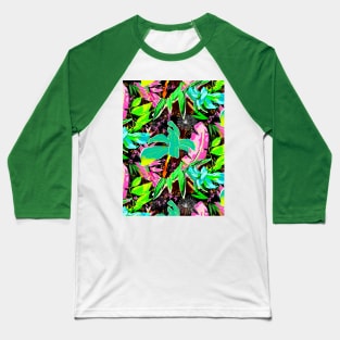 Elegant Tropical floral leaves botanical pattern,botanical pattern, tropical plants, black pink leaves pattern over a Baseball T-Shirt